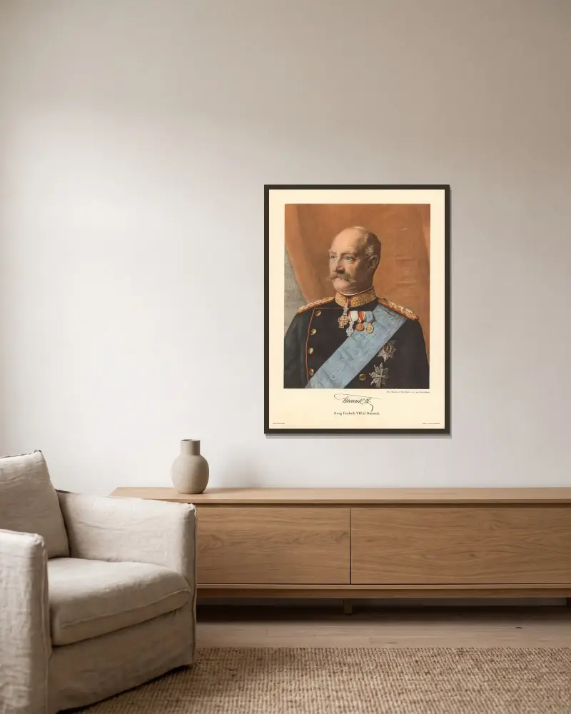 Kung Fredrik VIII av Danmark av Otto Bache inramad på en vägg