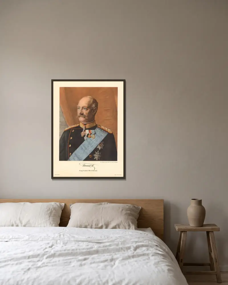 Kung Fredrik VIII av Danmark av Otto Bache inramad på en vägg