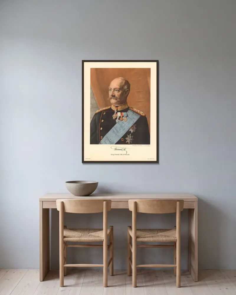 Kung Fredrik VIII av Danmark av Otto Bache inramad på en vägg