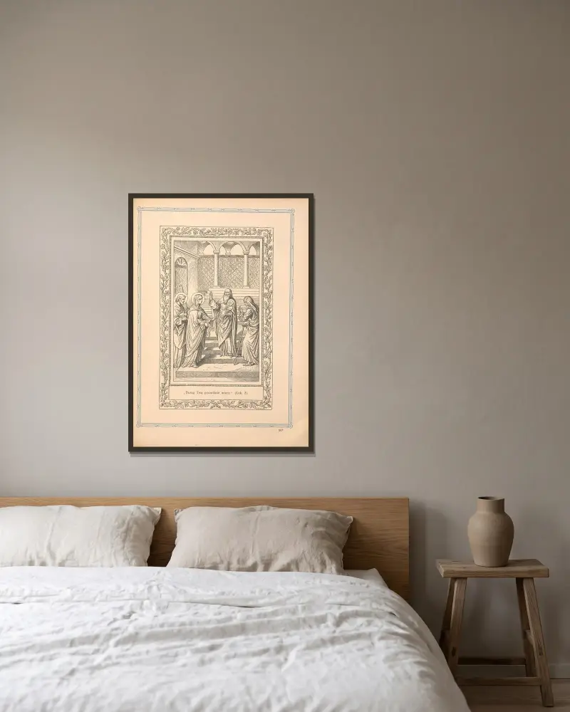 Ein Schwert wird deine Seele durchdringen von Otto Bitschnau gerahmt an einer Wand