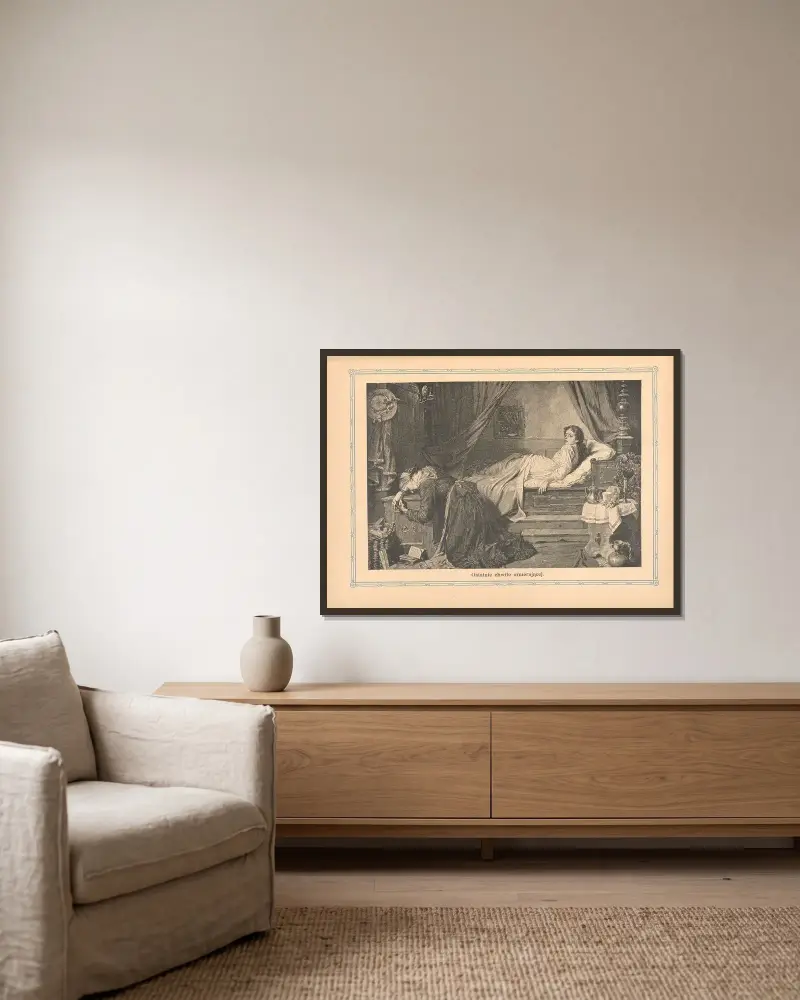 Die letzten Augenblicke der Sterbenden von Otto Bitschnau gerahmt an einer Wand