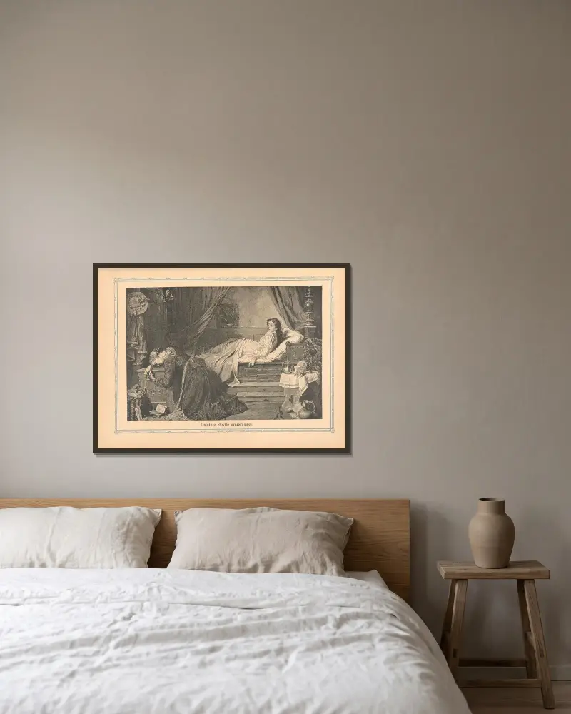 Die letzten Augenblicke der Sterbenden von Otto Bitschnau gerahmt an einer Wand