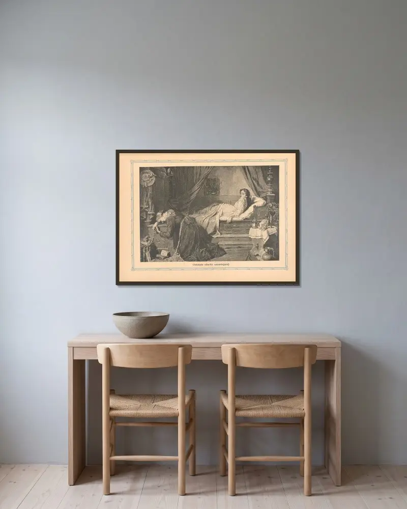 Die letzten Augenblicke der Sterbenden von Otto Bitschnau gerahmt an einer Wand