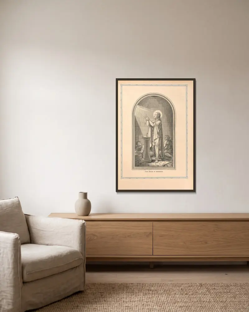 Herr Jesus im Abendmahlssaal von Otto Bitschnau gerahmt an einer Wand
