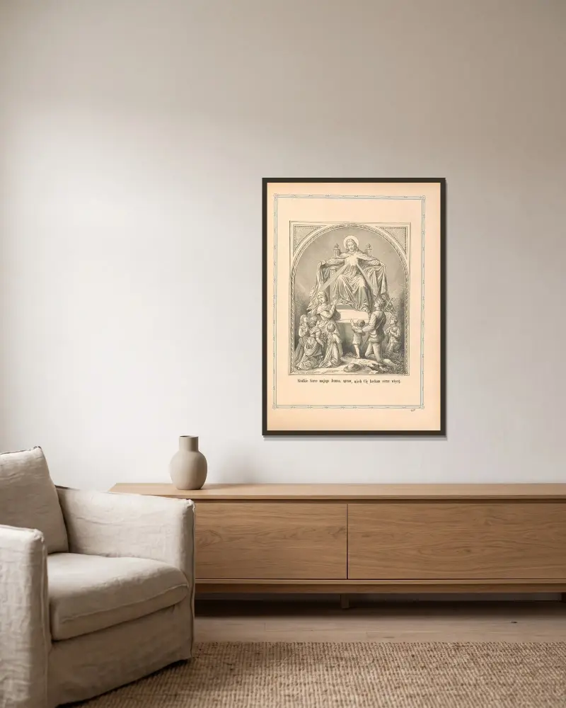 Süßes Herz meines Jesus, lass mich dich immer mehr lieben von Otto Bitschnau gerahmt an einer Wand