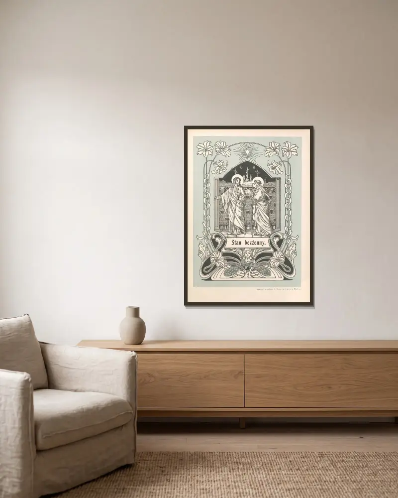 Der Zölibat von Otto Bitschnau gerahmt an einer Wand