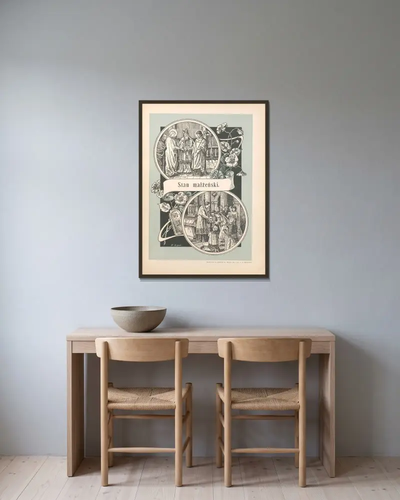 Das Sakrament der Ehe, 1912 – Nr. 1 von Otto Bitschnau gerahmt an einer Wand