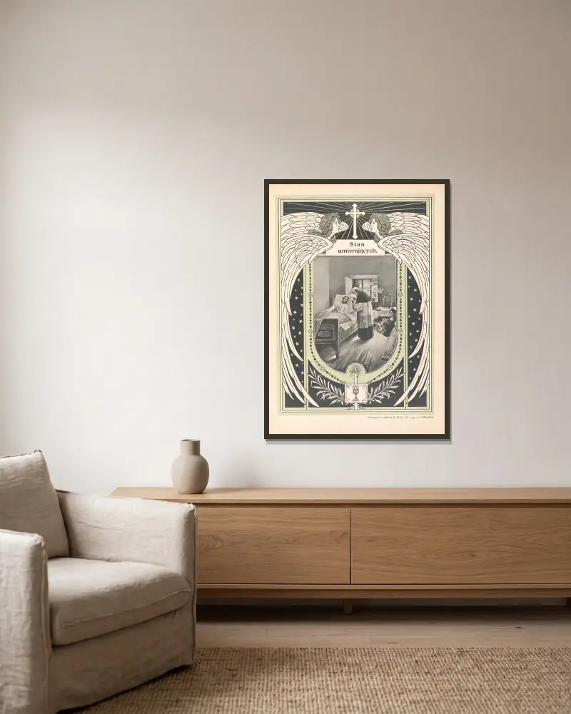 Stan umierających von Otto Bitschnau gerahmt an einer Wand