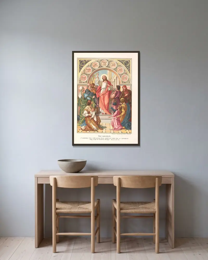 Stan zamożnych (Der Stand der Wohlhabenden) von Otto Bitschnau gerahmt an einer Wand