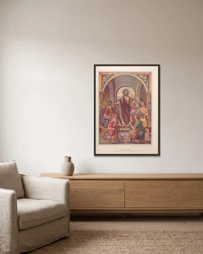 Der heilige Josef von Otto Bitschnau gerahmt an einer Wand