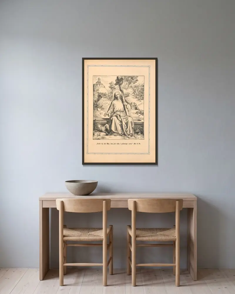 Lernt von mir, denn ich bin sanftmütig und von Herzen demütig, 1912 – Nr. 1 von Otto Bitschnau gerahmt an einer Wand