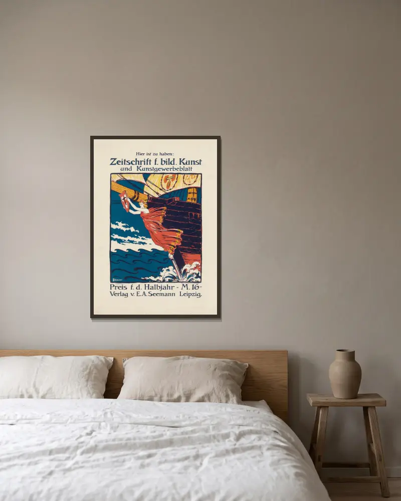 Hier zu haben; Zeitschrift für bildende Kunst und Kunstgewerbe av Otto Eckmann inramad på en vägg