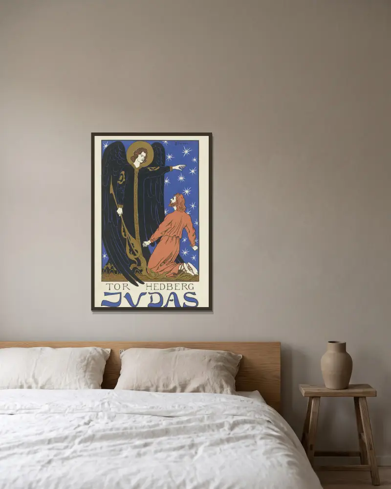 Umschlagtitel zu Tor Hedberg, Judas von Otto Eckmann gerahmt an einer Wand
