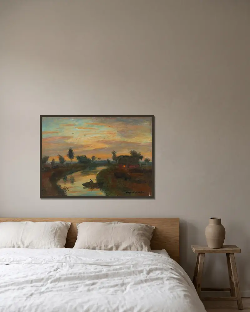 Abend im Moor, 1938 von Otto Modersohn gerahmt an einer Wand