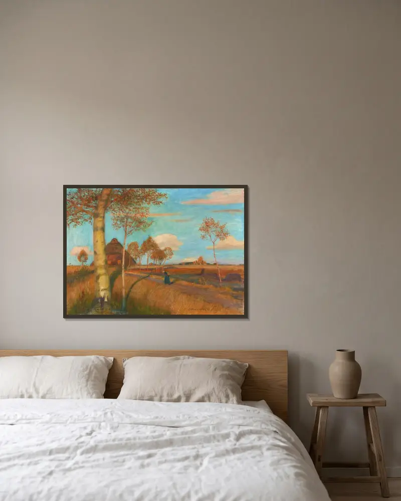 Abendsonne im Moor von Otto Modersohn gerahmt an einer Wand