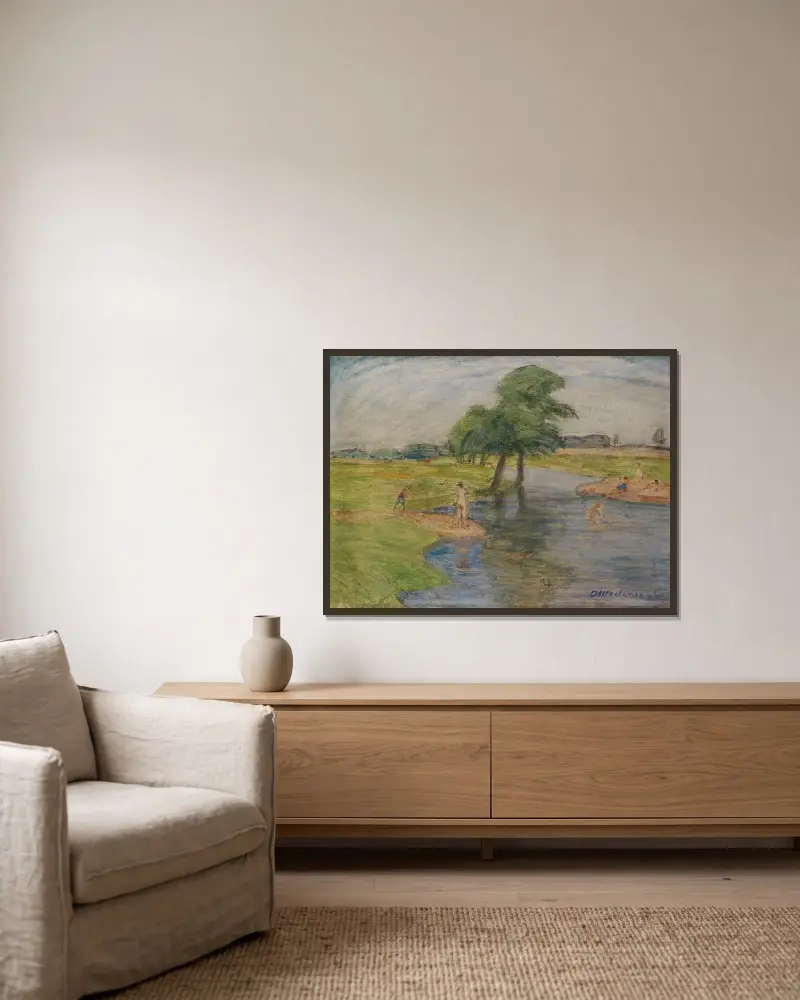 Badeszene von Otto Modersohn gerahmt an einer Wand