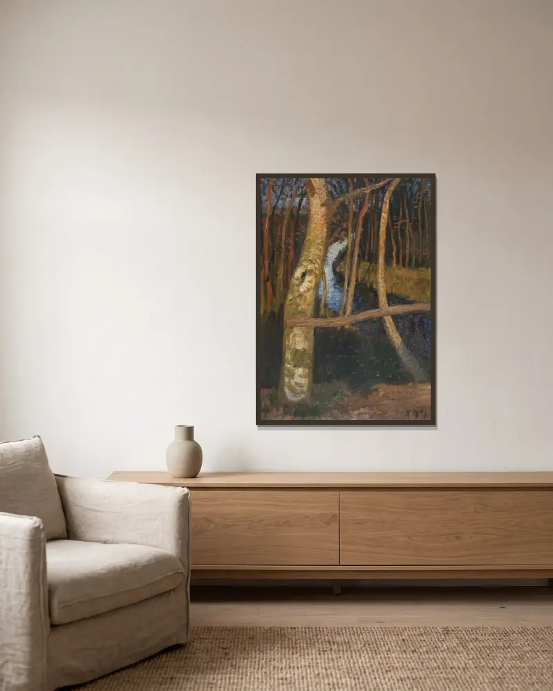 Birken am Moorgraben von Otto Modersohn gerahmt an einer Wand