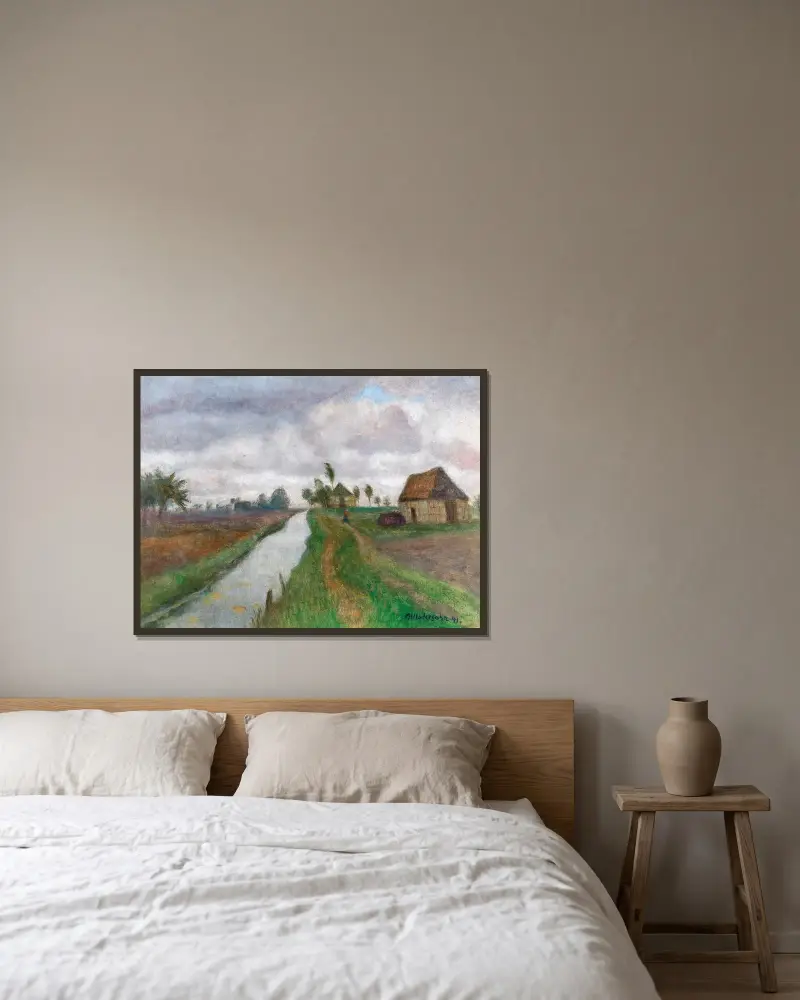 Am Kanal im Moor von Otto Modersohn gerahmt an einer Wand