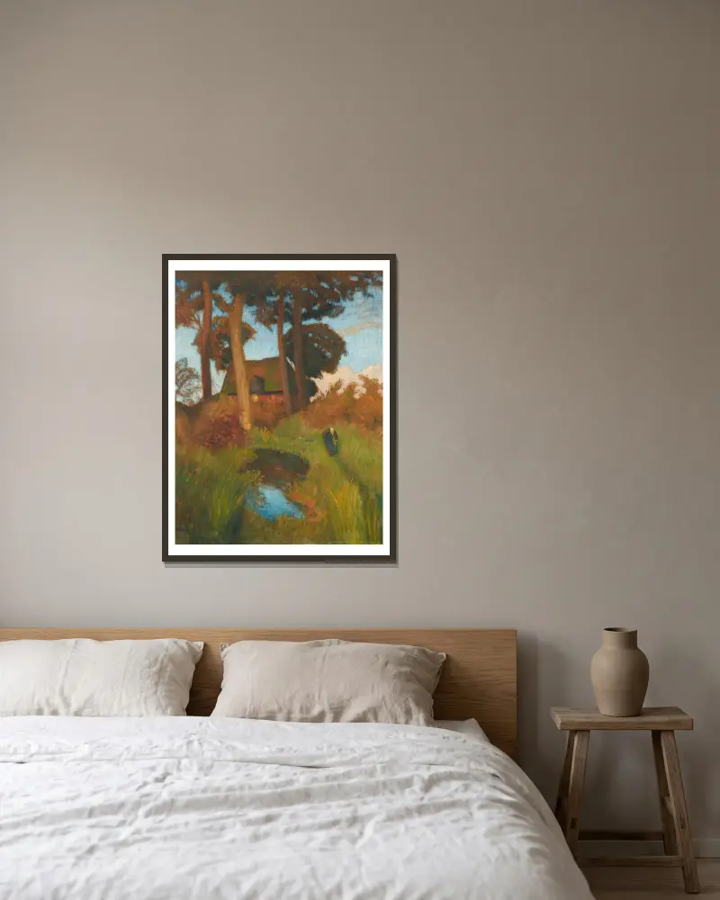 Das alte Haus von Otto Modersohn gerahmt an einer Wand