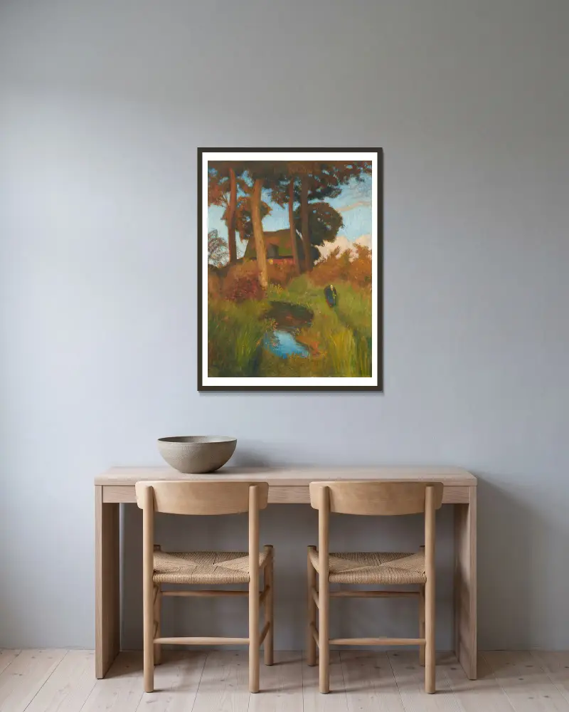 Das alte Haus von Otto Modersohn gerahmt an einer Wand
