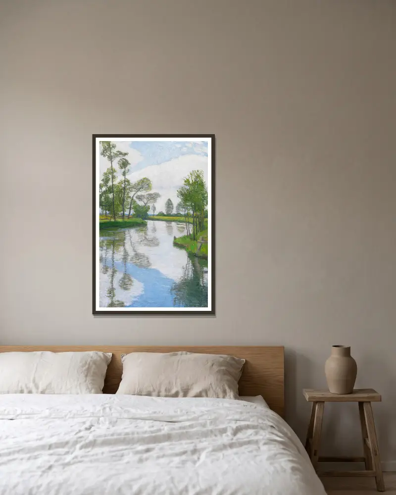 Flussufer von Otto Modersohn gerahmt an einer Wand