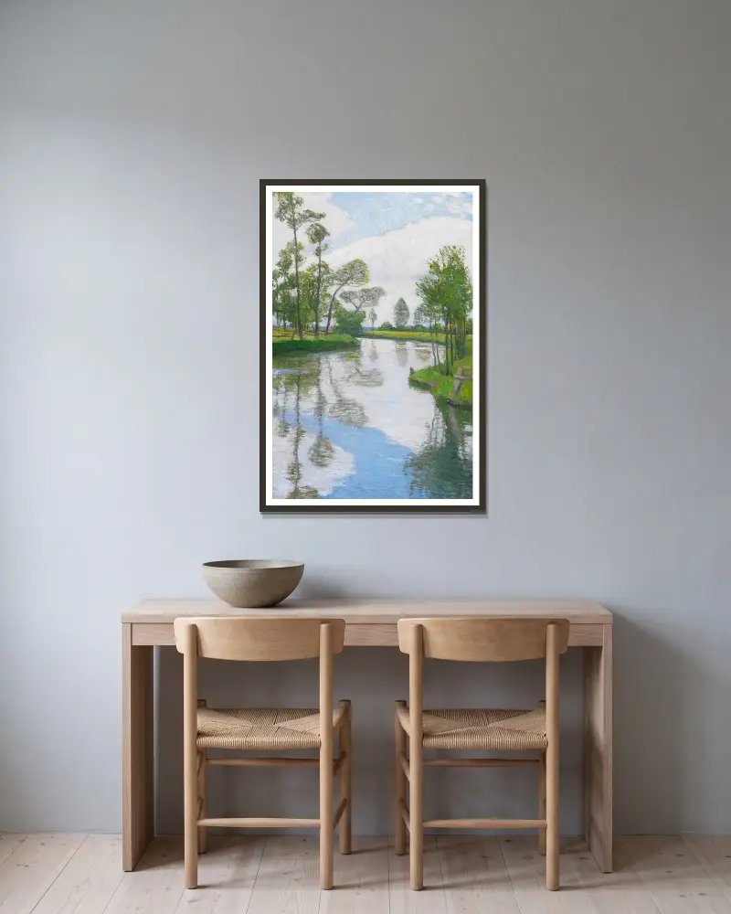 Flussufer von Otto Modersohn gerahmt an einer Wand