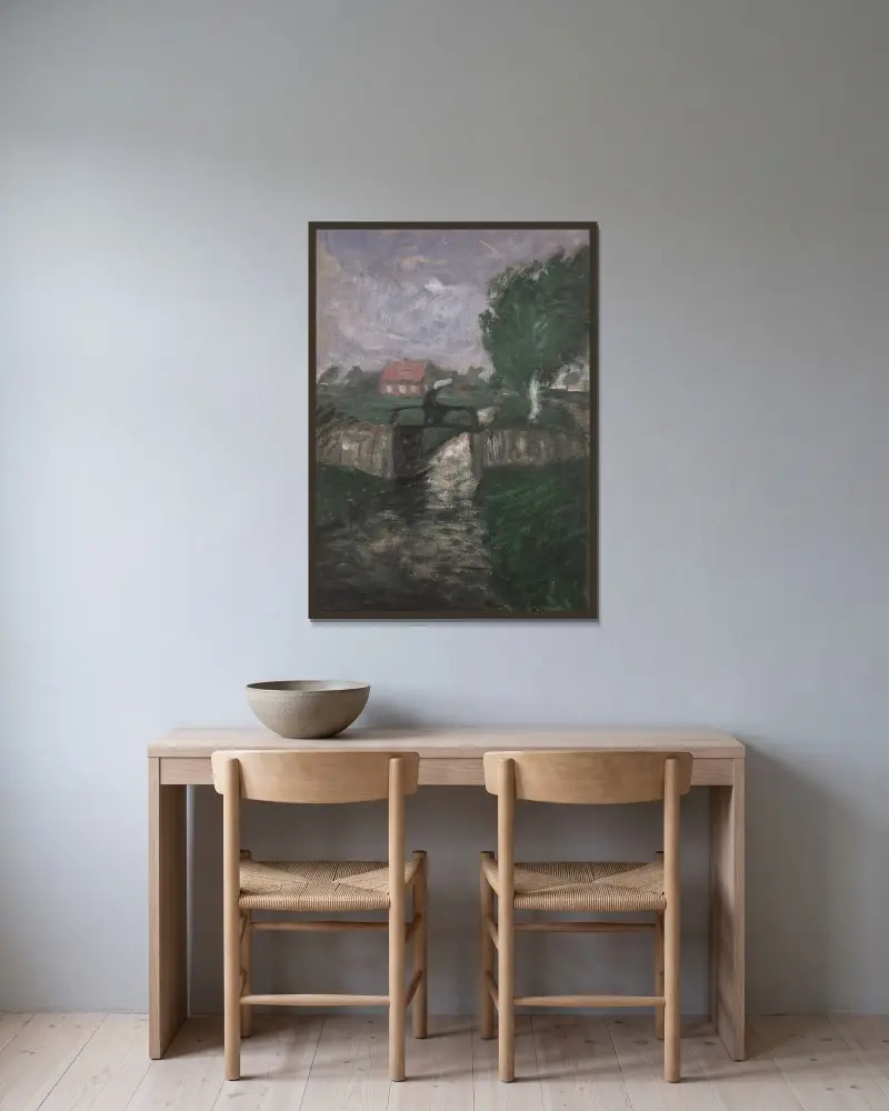 Åskväder av Otto Modersohn inramad på en vägg