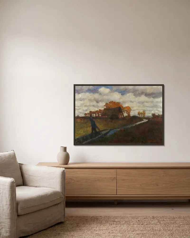 Herbstwetter von Otto Modersohn gerahmt an einer Wand