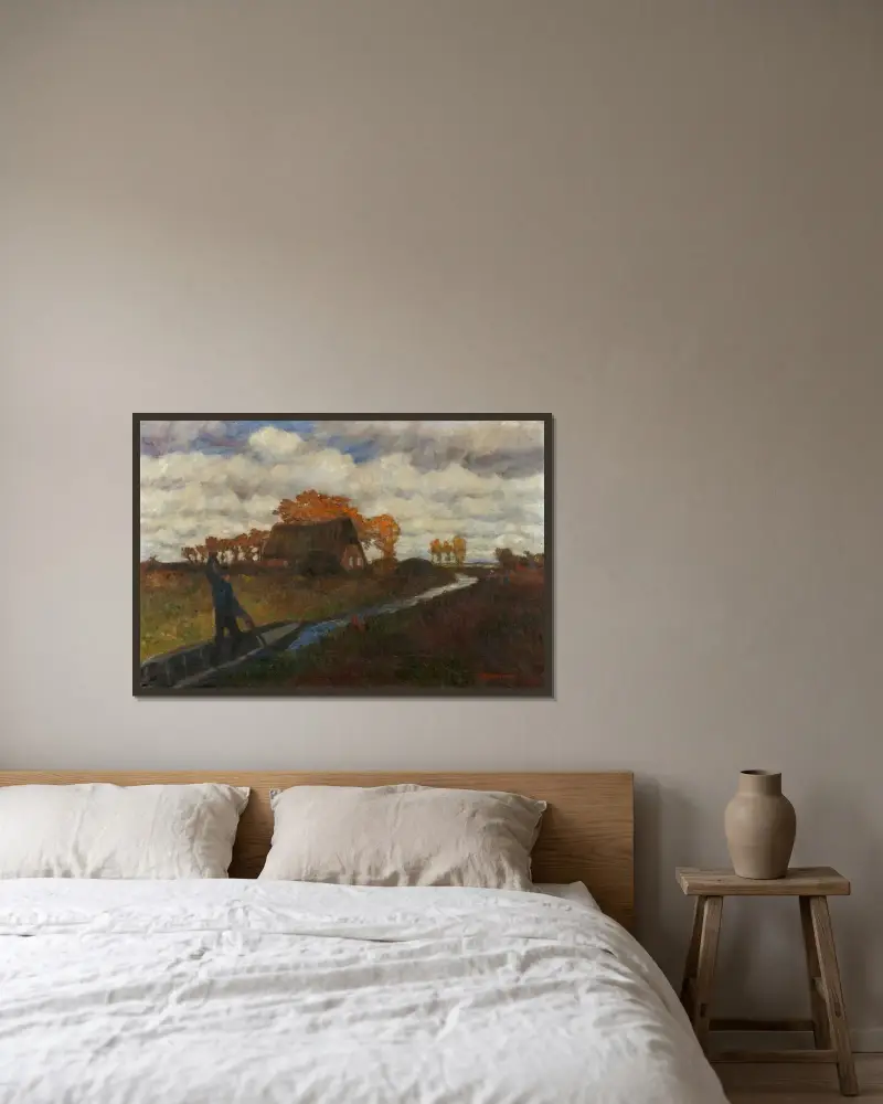 Herbstwetter von Otto Modersohn gerahmt an einer Wand