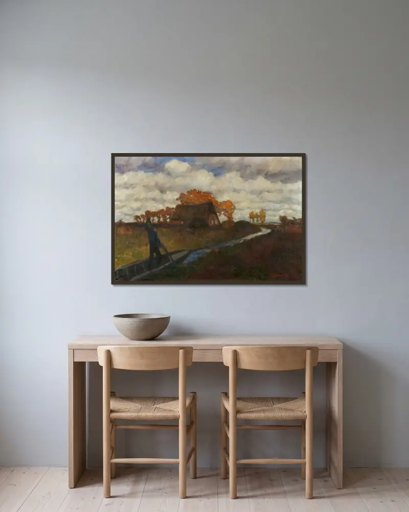 Herbstwetter von Otto Modersohn gerahmt an einer Wand