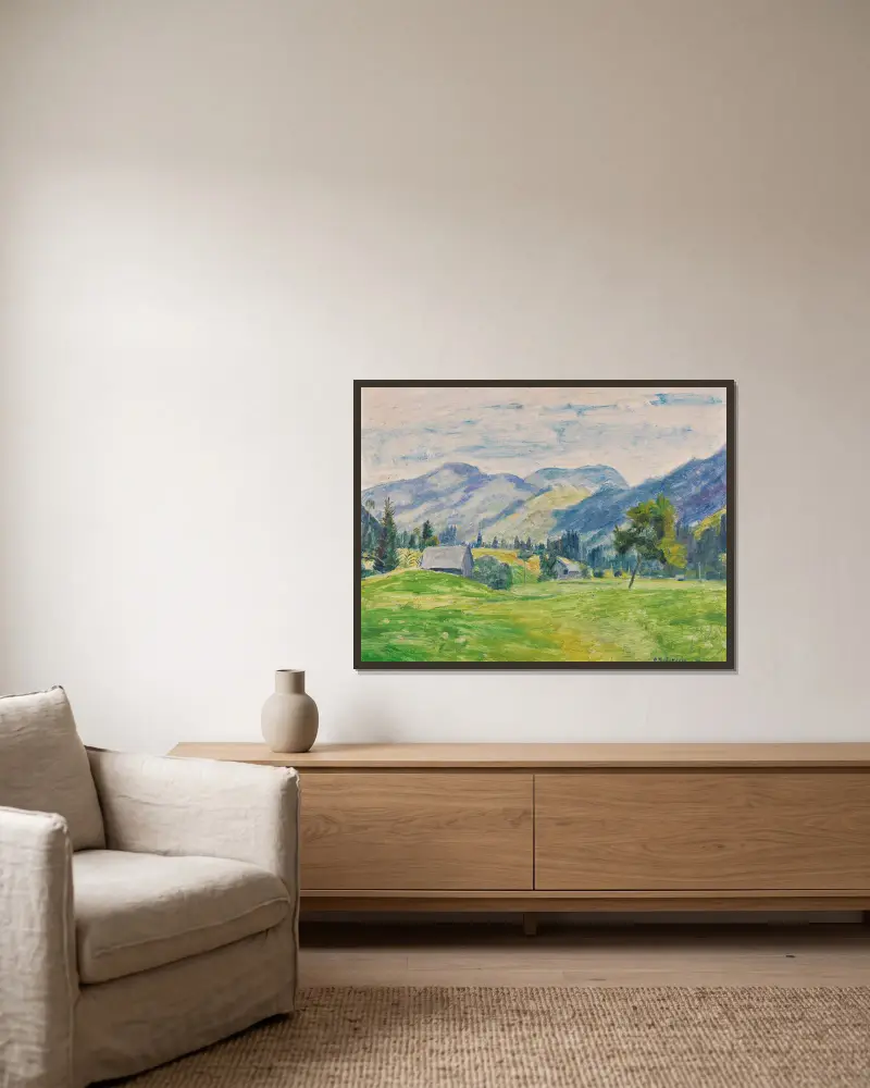Lichter Sommertag im Allgäu (Unterjoch bei Hindelang) av Otto Modersohn inramad på en vägg
