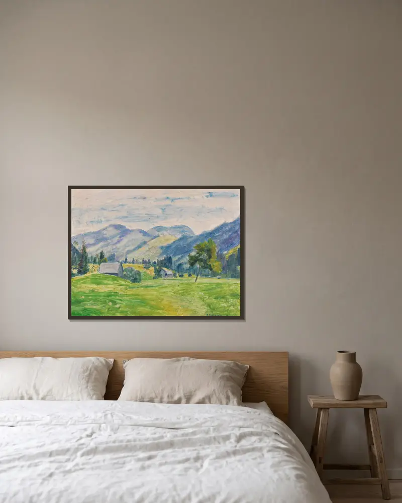 Lichter Sommertag im Allgäu (Unterjoch bei Hindelang) av Otto Modersohn inramad på en vägg