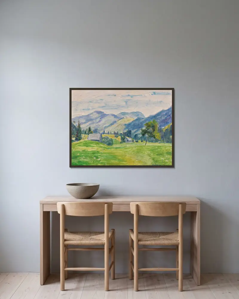 Lichter Sommertag im Allgäu (Unterjoch bei Hindelang) av Otto Modersohn inramad på en vägg