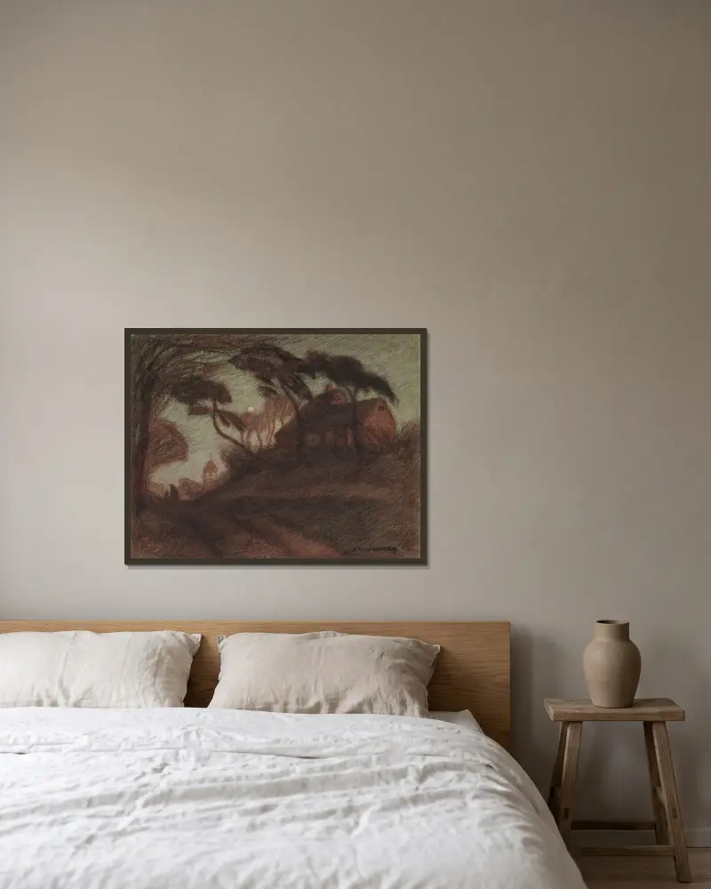 Mondaufgang in Worpswede von Otto Modersohn gerahmt an einer Wand