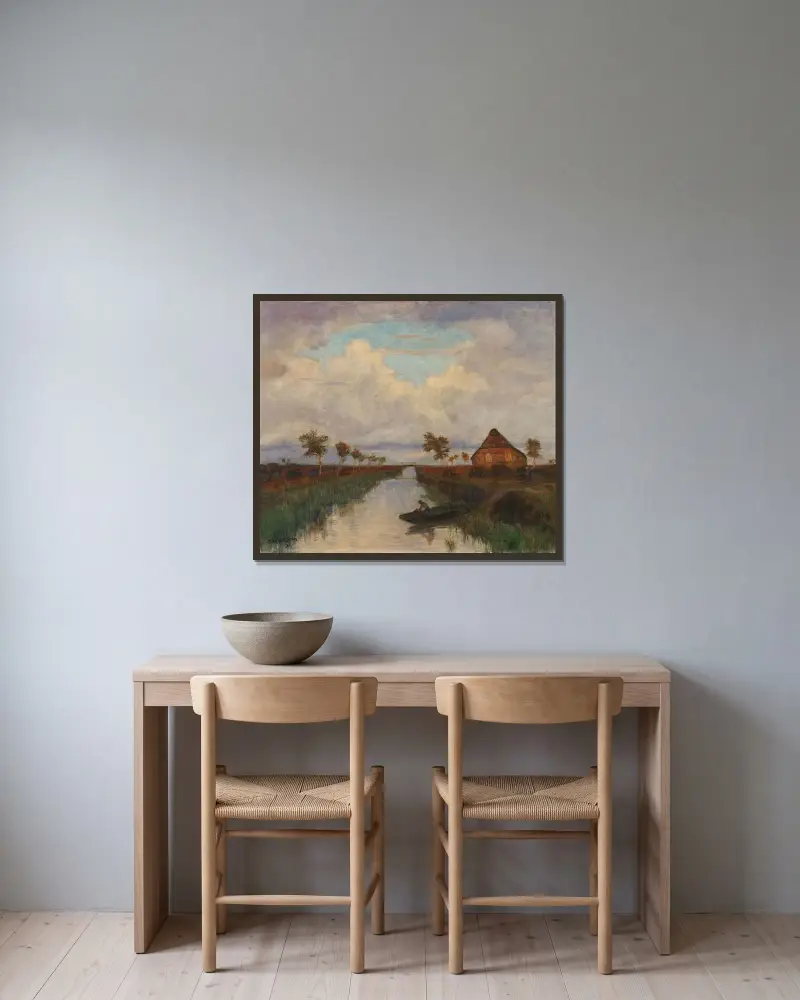 Hedlandskap av Otto Modersohn inramad på en vägg