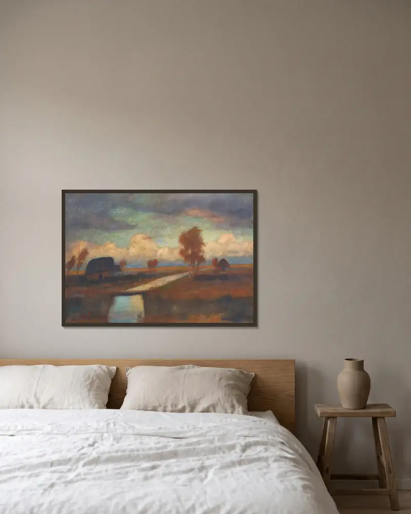 Moorlandschaft von Otto Modersohn gerahmt an einer Wand