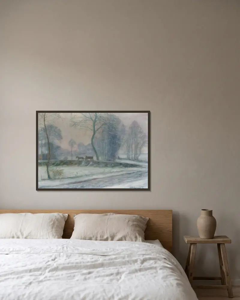 Schneelandschaft von Otto Modersohn gerahmt an einer Wand
