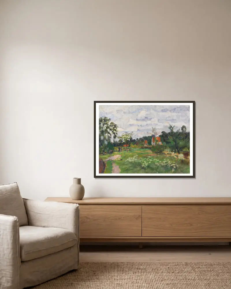 Sommerlandschaft in Quelkhorn av Otto Modersohn inramad på en vägg