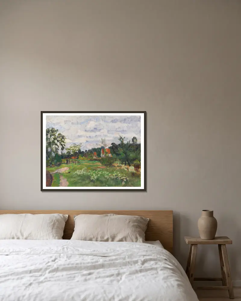 Sommerlandschaft in Quelkhorn av Otto Modersohn inramad på en vägg