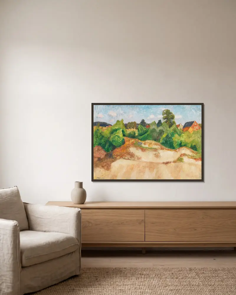 Sommerliche Dünenlandschaft in Quelkhorn bei Fischerhude av Otto Modersohn inramad på en vägg