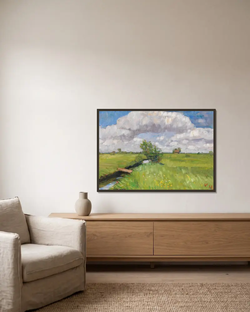 Letní louky u Wümme, Otto Modersohn v rámu na stěně