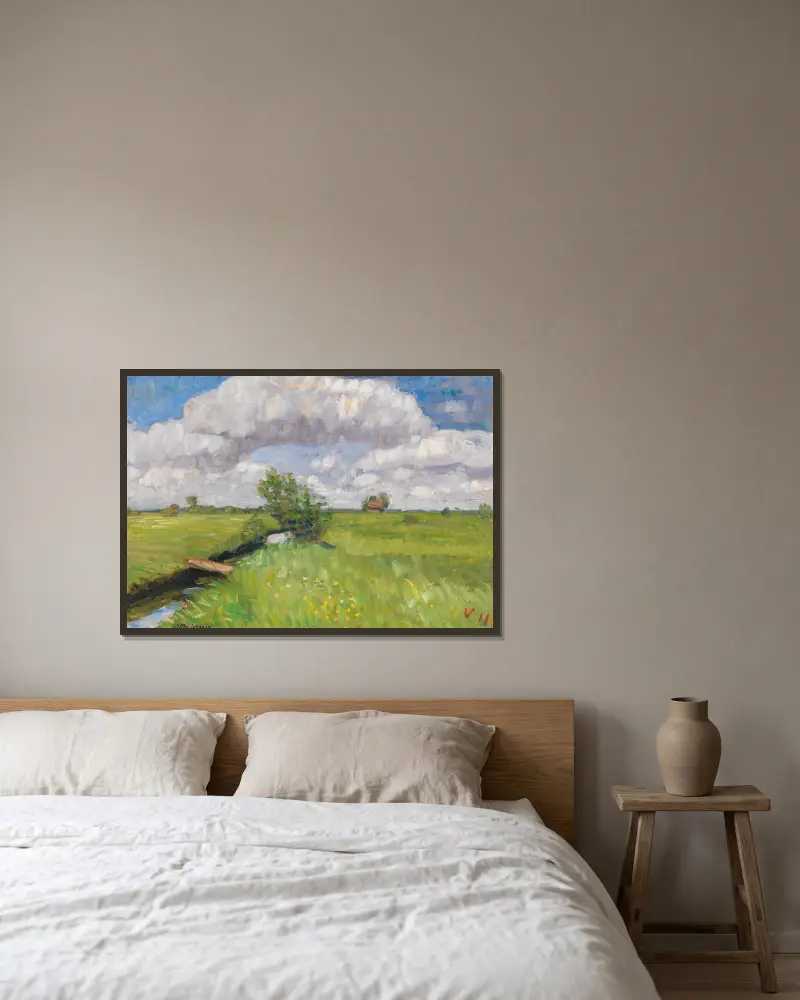 Letní louky u Wümme, Otto Modersohn v rámu na stěně