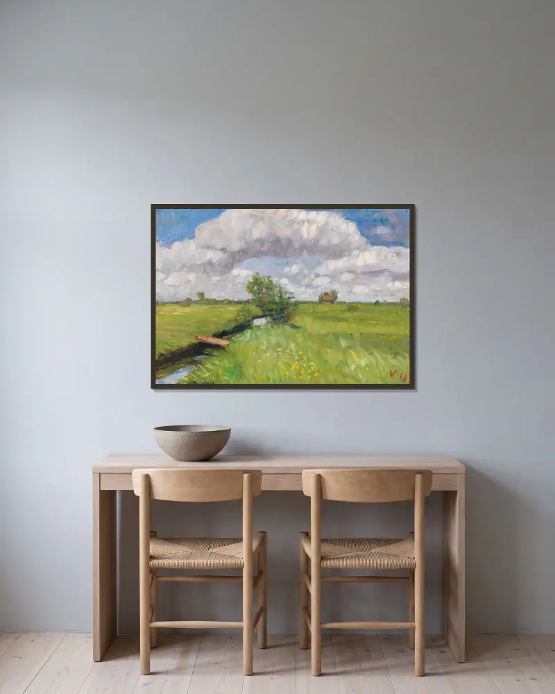 Letní louky u Wümme, Otto Modersohn v rámu na stěně