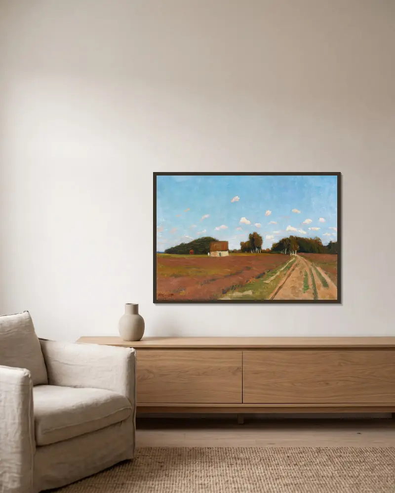 Sommertag bei Worpswede av Otto Modersohn inramad på en vägg