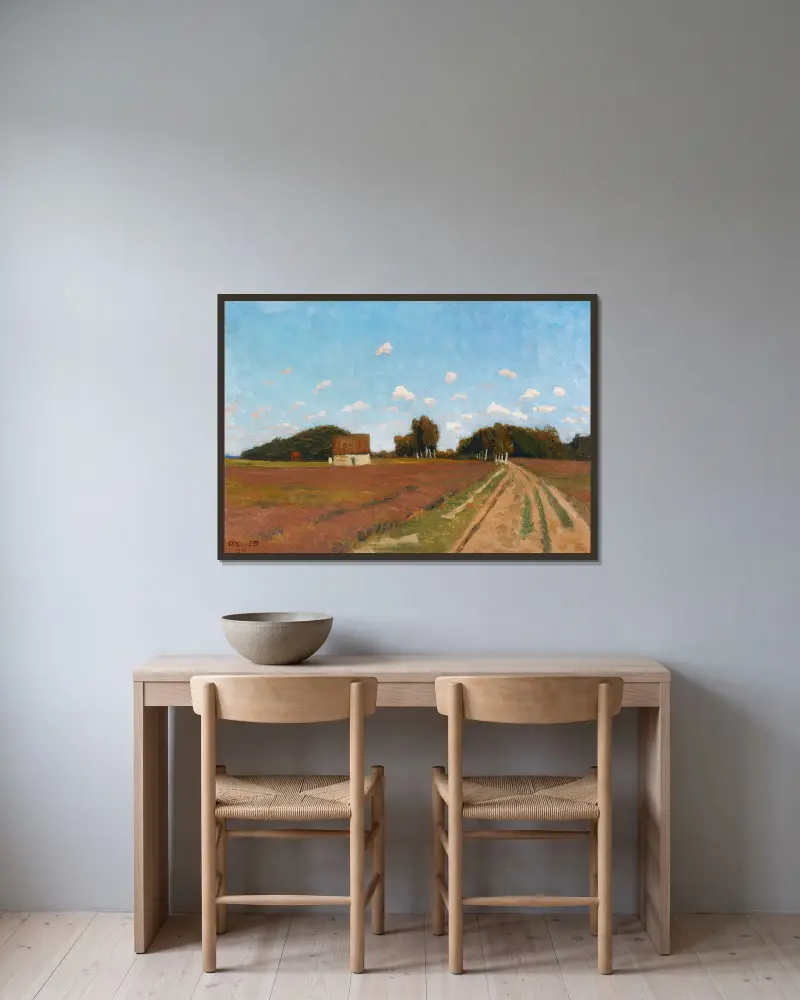 Sommertag bei Worpswede av Otto Modersohn inramad på en vägg