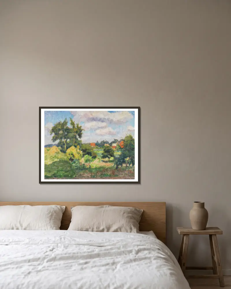 Sommertag in den Feldern bei Fischerhude av Otto Modersohn inramad på en vägg