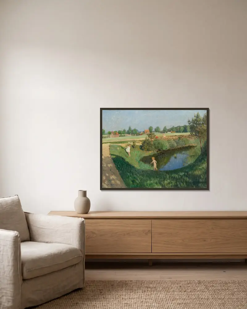 Sommertag av Otto Modersohn inramad på en vägg
