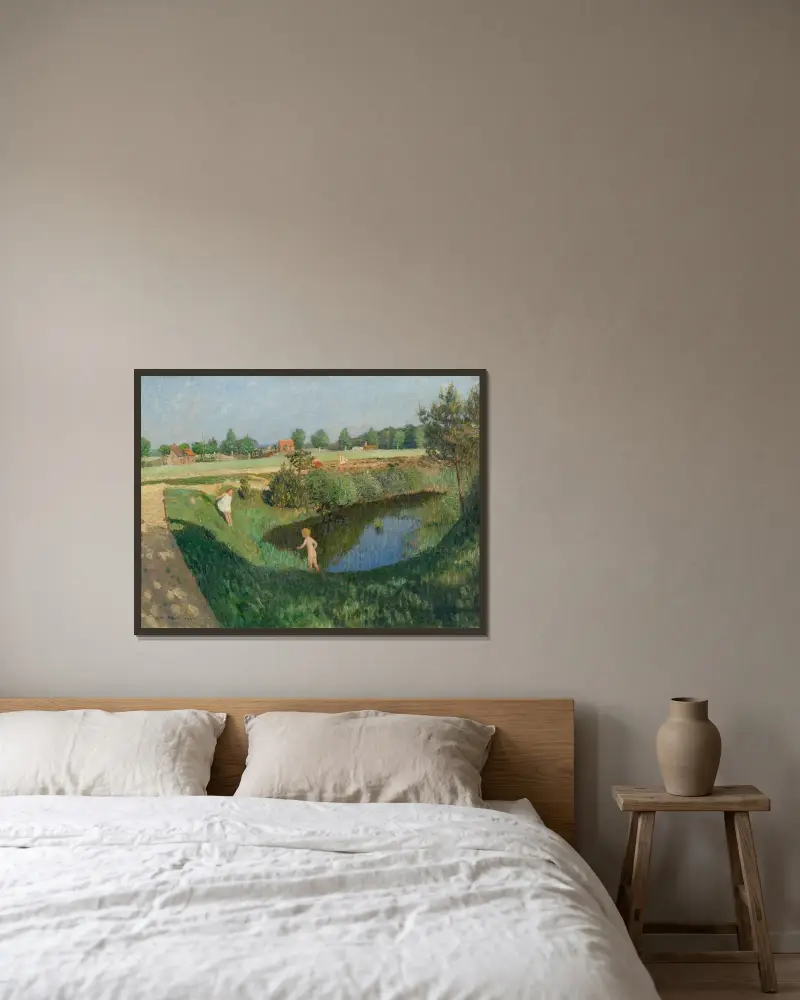 Sommertag av Otto Modersohn inramad på en vägg