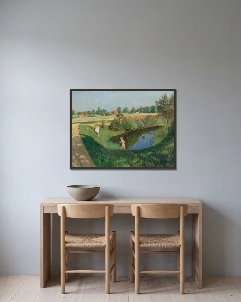 Sommertag av Otto Modersohn inramad på en vägg