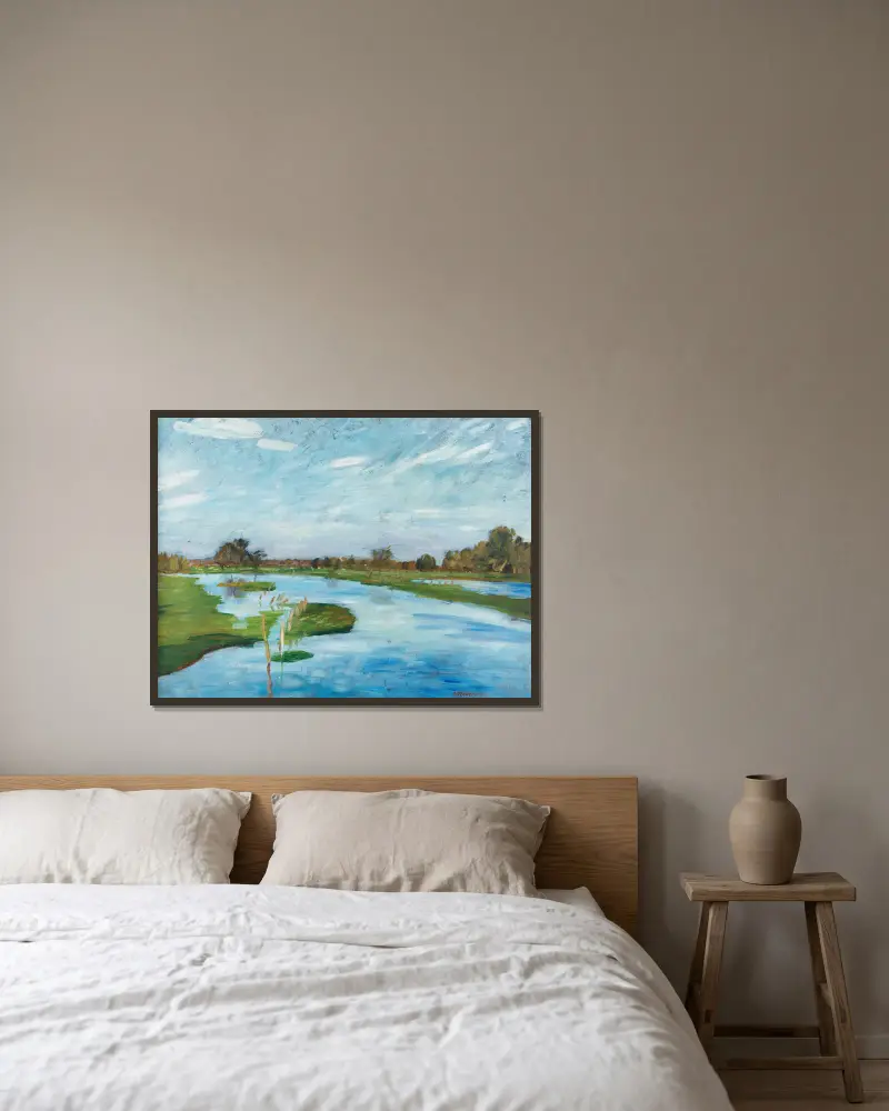 Überschwemmte Wümmewiesen von Otto Modersohn gerahmt an einer Wand